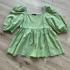 stine goya jacquard peplum green stripe top